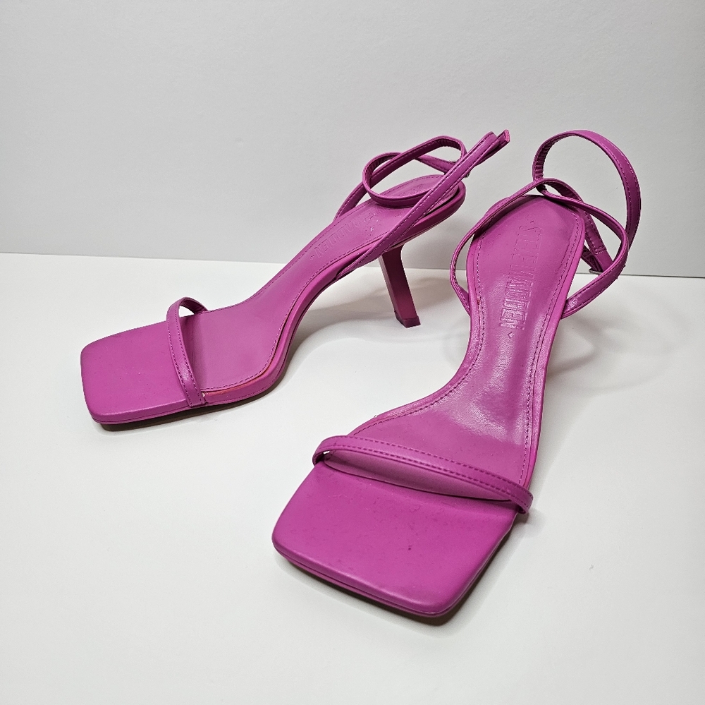 Steve Madden Fuchsia Strappy Square-Toe Heels